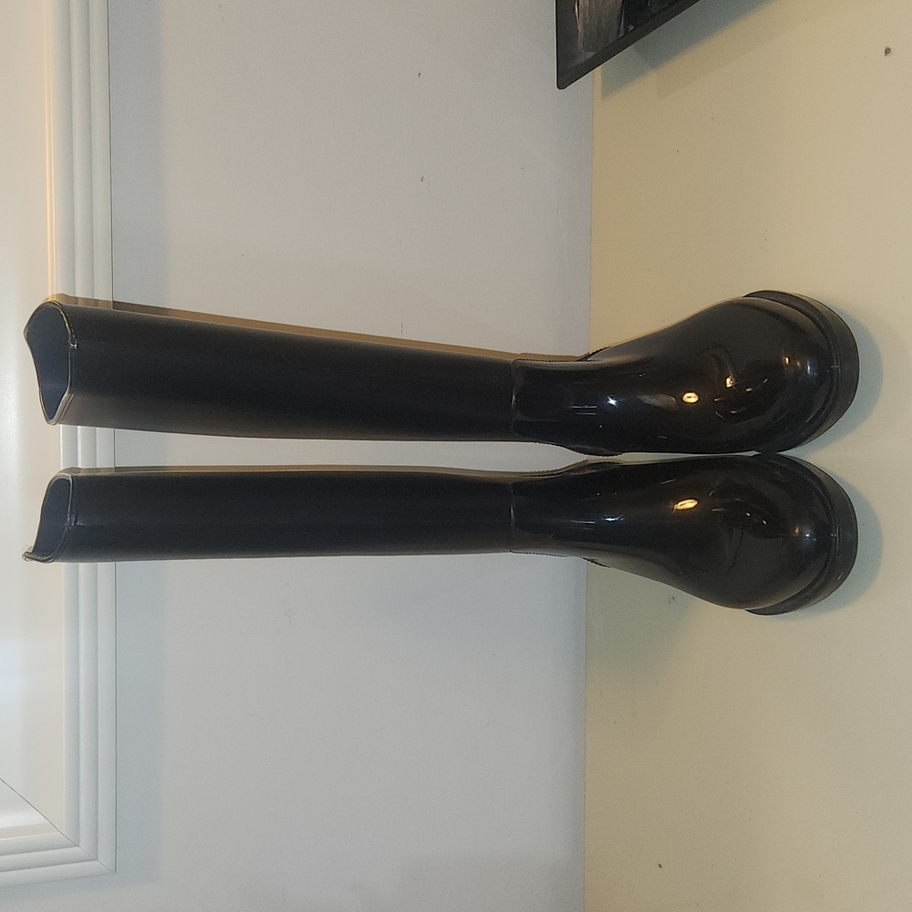 Sam Edelman Sydney Black Glossy & Matte Tall Rain Boots Woman's Size 7